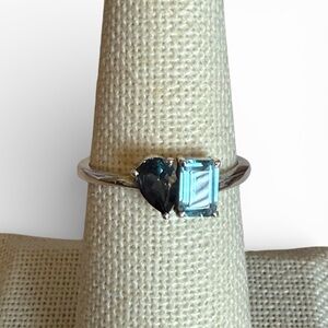 Toi et Moi Sterling Silver Blue Topaz Ring